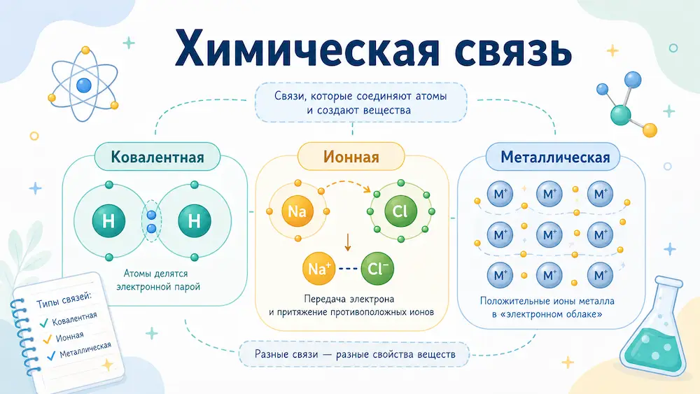Химическая связь: виды, как определить тип по формуле и чем они отличаются