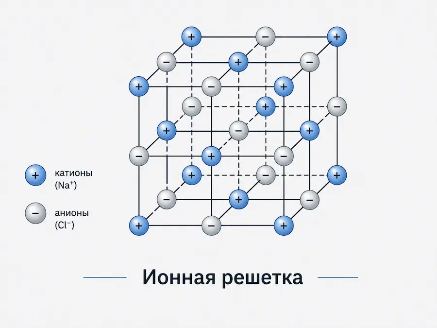 Схема ионной кристаллической решетки