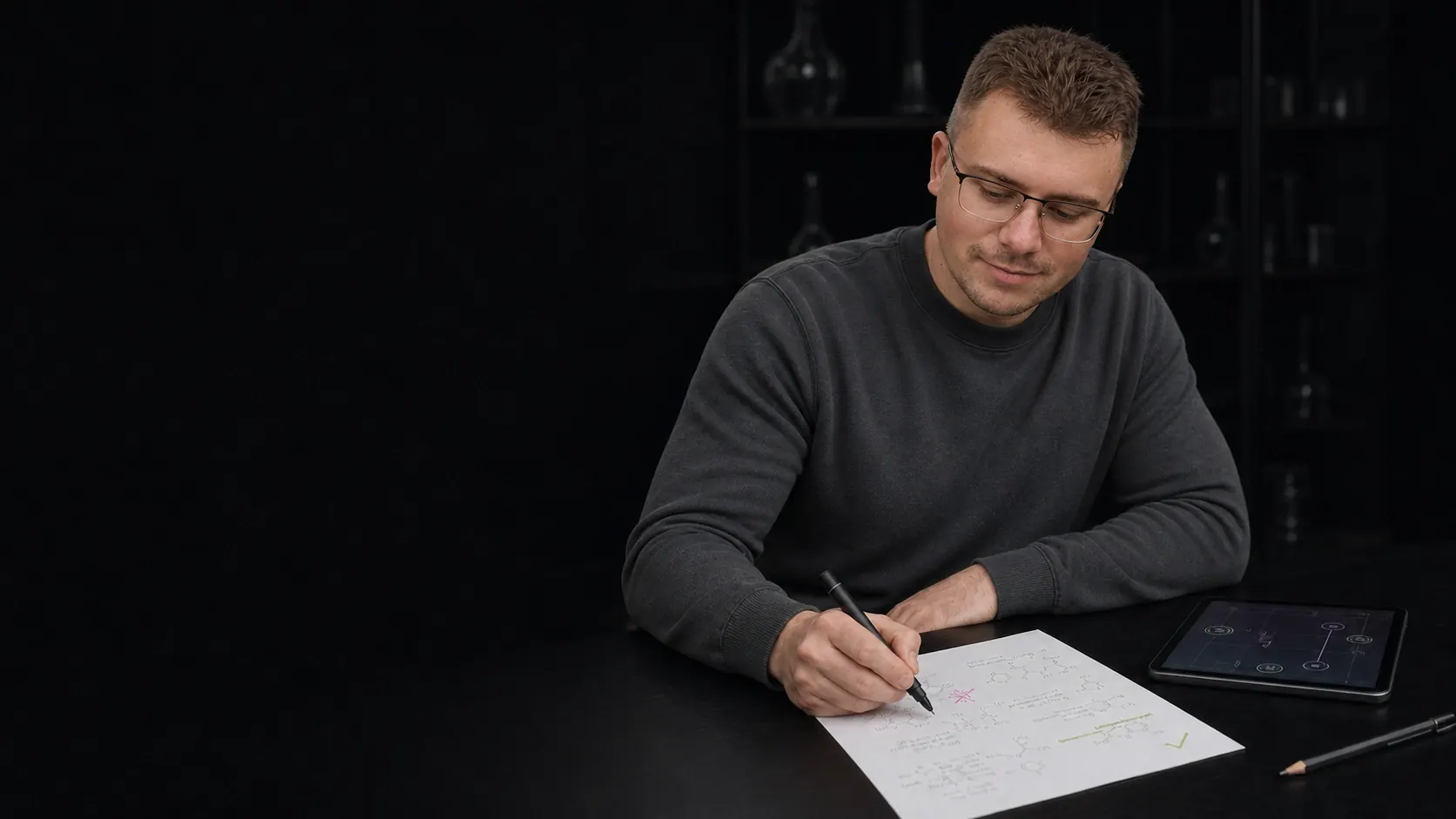 Валерий Филипенко проверяет письменную работу по химии